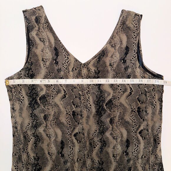 Robbie Bee Sleeveless Silk Shift Dress Python Snake Print Tan Black Neutral 10 - Picture 5 of 10